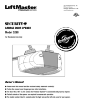 Chamberlain LiftMaster Premium Security+ 3290 Owner's Manual