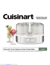 Cuisinart ICE-40A Instruction And Recipe Booklet
