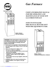 Payne PG8UAA Operation And Maintenance Manual