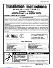 International Comfort Products N8MPL075B12 Installation Instructions Manual