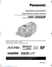 Panasonic HDC-SD600P Operating Instructions Manual