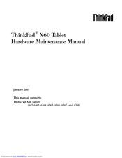 Lenovo ThinkPad X60 tablet MT 6367 Hardware Maintenance Manual