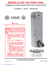 A.O. Smith COF-455A Installation Setup Manual