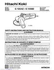 Hitachi Koki G 12SA2 Safety Instructions And Instruction Manual