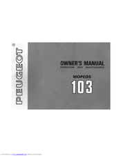 PEUGEOT 103 LVS-U3 Owner's Manual