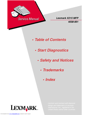 Lexmark X215 MFP Service Manual