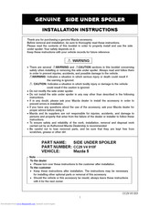 Mazda GENUINE SIDE UNDER SPOILER Installation Instructions Manual