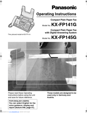 Panasonic KX-FP141G Operating Instructions Manual
