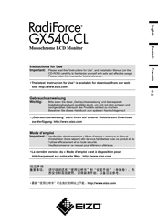 Eizo RadiForce GX540-CL Instructions For Use Manual