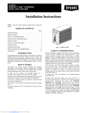 Bryant 1625 Installation Instructions Manual