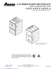 Amana GUCA Installation Instructions Manual
