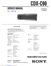 Sony CDX-C90 - Fm/am Compact Disc Player Service Manual