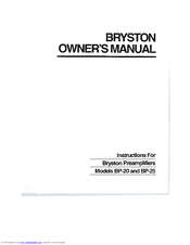 Bryston BP-20 Owner's Manual
