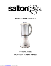 Salton Elite SB600E Instructions And Warranty