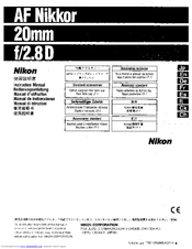 Nikon 20mm 1/2.80 Instruction Manual