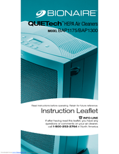 Bionaire QuieTech BAP1175 Instruction Leaflet