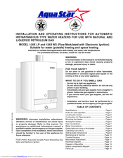 AquaStar 125X LP Installation And Operating Instructions Manual
