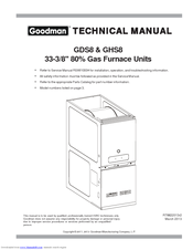 Goodman GDS80804B Technical Manual