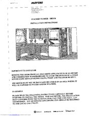 Maytag STACKED WASHER- DRYER Installation Instructions Manual