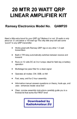 Ramsey Electronics QAMP20 Assembly And Instruction Manual