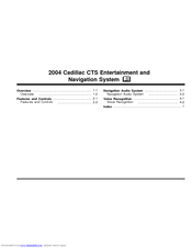 Cadillac CTS 2004 Entertainment and Navigation System Manual