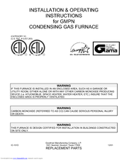 Goodman GMPN100 Installation & Operating Instructions Manual