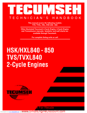 Tecumseh HXL850 Technician's Handbook