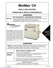 Pentair Pool Products MiniMax CH Operation & Installation Manual