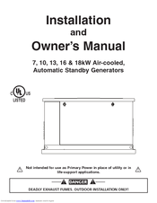 Generac Power Systems 7kW Installation And Owner's Manual