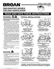Broan 754SN Instructions Manual