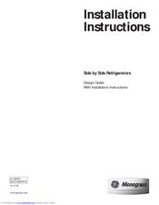 GE Side by Side Refrigerators Installation Instructions Manual