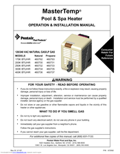 Pentair Pool Products MasterTemp 460731 Operations & Installation Manual