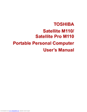 Toshiba Satellite M110 Series User Manual