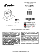 Superior WCT40CLWSI Installation And Operation Instructions Manual