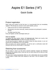 Acer Aspire E1-470 Quick Manual