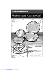 Hamilton Beach HealthSmart Contact Grill Operating Instructions Manual