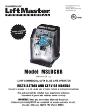 Chamberlain MSLDCBB Installation And Service Manual