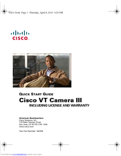 Cisco VT Camera III Quick Start Manual