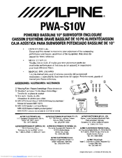 Alpine PWA-S10V Owner's Manual