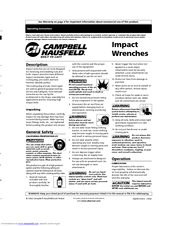 Campbell Hausfeld Impact Wrenches Operating Instructions Manual