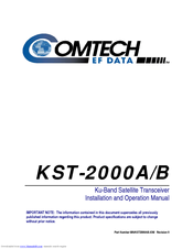 Comtech EF Data KST-2000B Installation And Operation Manual