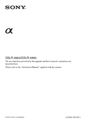 Sony Alpha DSLR-A850 User Manual