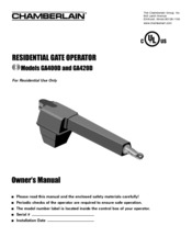 Chamberlain GA420D Owner's Manual