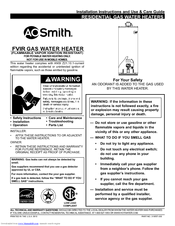 A.O. Smith High Efficiency 100 series Installation Instructions Manual
