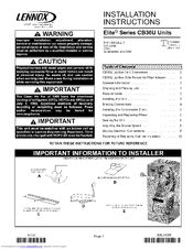 Lennox Elite CB30U-31 Installation Instructions Manual