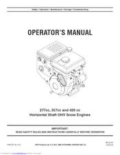 Mtd 277cc Operator's Manual