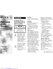 Sony CFD-E10 Marketing Operating Instructions Manual