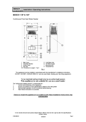 Bosch 13P Installation & Operating Instructions Manual