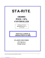 STA-RITE SR6000S Installation & Operation Manual