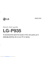 LG P935 Quick Start Manual